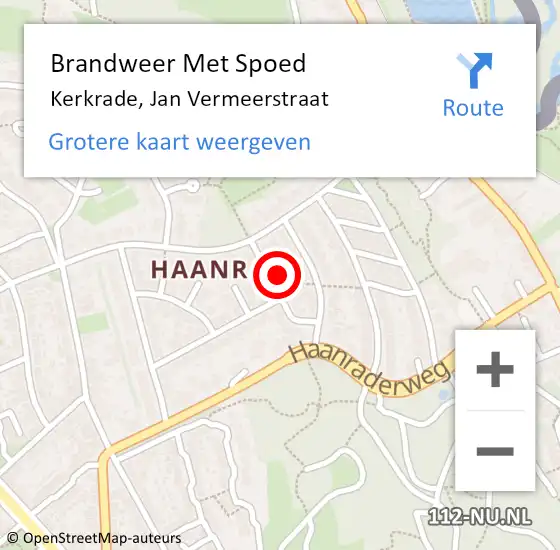 Locatie op kaart van de 112 melding: Brandweer Met Spoed Naar Kerkrade, Jan Vermeerstraat op 16 december 2023 10:20