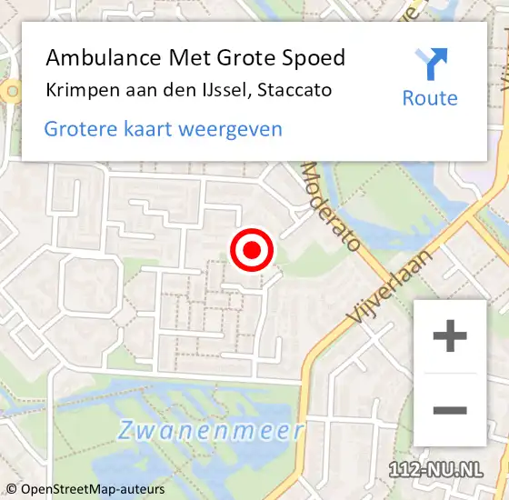 Locatie op kaart van de 112 melding: Ambulance Met Grote Spoed Naar Krimpen aan den IJssel, Staccato op 16 december 2023 10:26