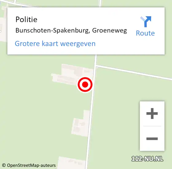 Locatie op kaart van de 112 melding: Politie Bunschoten-Spakenburg, Groeneweg op 16 december 2023 10:36