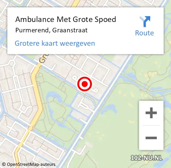 Locatie op kaart van de 112 melding: Ambulance Met Grote Spoed Naar Purmerend, Graanstraat op 16 december 2023 11:00