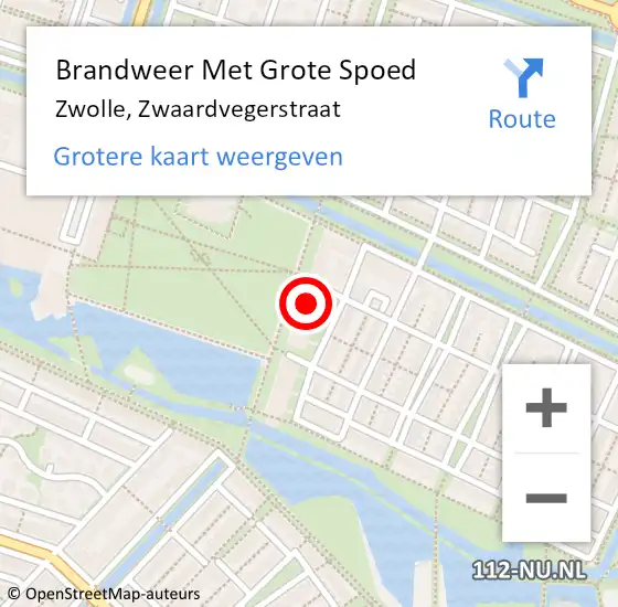 Locatie op kaart van de 112 melding: Brandweer Met Grote Spoed Naar Zwolle, Zwaardvegerstraat op 16 december 2023 11:11