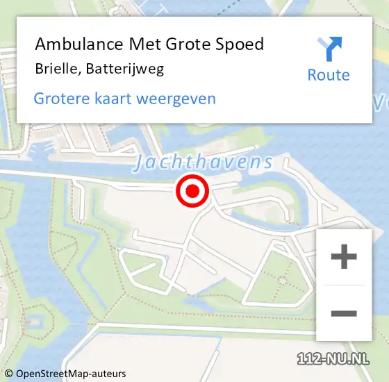 Locatie op kaart van de 112 melding: Ambulance Met Grote Spoed Naar Brielle, Batterijweg op 16 december 2023 11:13