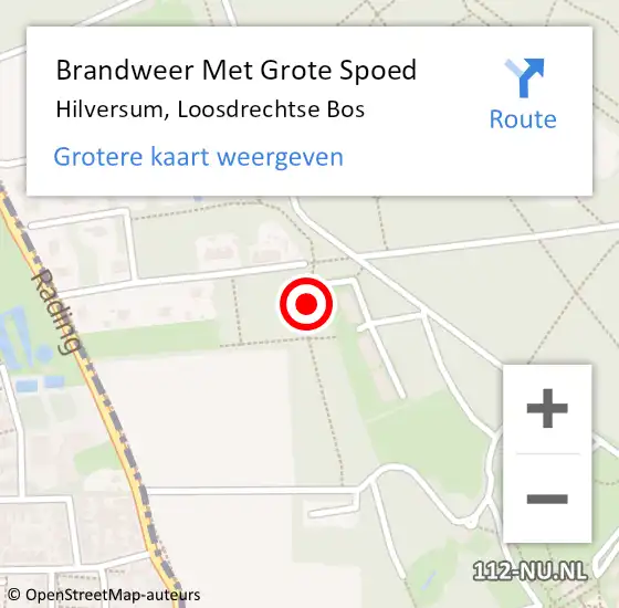 Locatie op kaart van de 112 melding: Brandweer Met Grote Spoed Naar Hilversum, Loosdrechtse Bos op 16 december 2023 11:22
