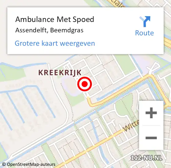 Locatie op kaart van de 112 melding: Ambulance Met Spoed Naar Assendelft, Beemdgras op 16 december 2023 11:23