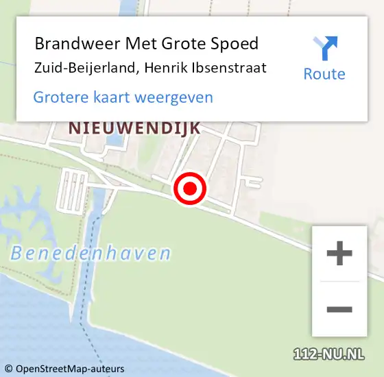 Locatie op kaart van de 112 melding: Brandweer Met Grote Spoed Naar Zuid-Beijerland, Henrik Ibsenstraat op 16 december 2023 11:24