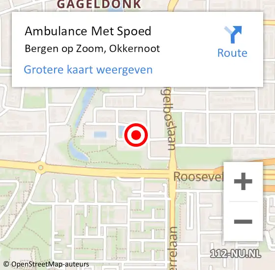 Locatie op kaart van de 112 melding: Ambulance Met Spoed Naar Bergen op Zoom, Okkernoot op 18 september 2014 16:59