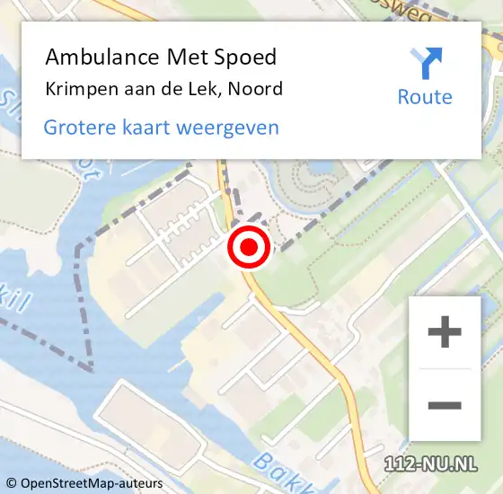Locatie op kaart van de 112 melding: Ambulance Met Spoed Naar Krimpen aan de Lek, Noord op 16 december 2023 12:11