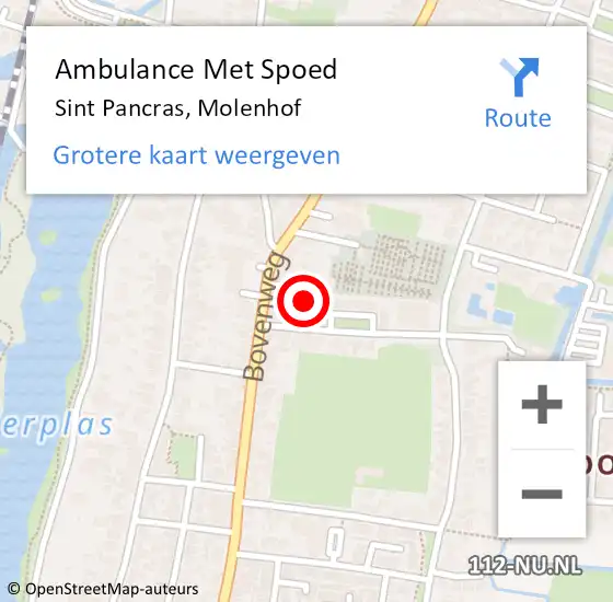 Locatie op kaart van de 112 melding: Ambulance Met Spoed Naar Sint Pancras, Molenhof op 16 december 2023 12:26
