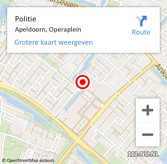 Locatie op kaart van de 112 melding: Politie Apeldoorn, Operaplein op 16 december 2023 12:38