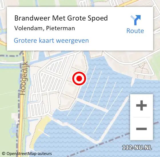 Locatie op kaart van de 112 melding: Brandweer Met Grote Spoed Naar Volendam, Pieterman op 16 december 2023 12:58