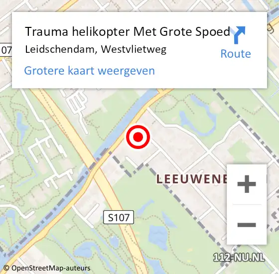 Locatie op kaart van de 112 melding: Trauma helikopter Met Grote Spoed Naar Leidschendam, Westvlietweg op 16 december 2023 13:01