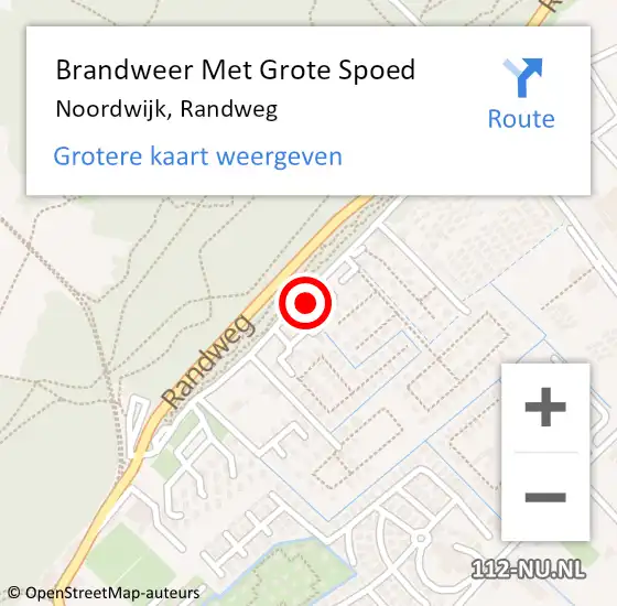 Locatie op kaart van de 112 melding: Brandweer Met Grote Spoed Naar Noordwijk, Randweg op 16 december 2023 13:13