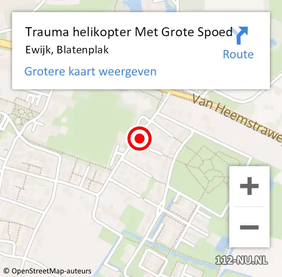 Locatie op kaart van de 112 melding: Trauma helikopter Met Grote Spoed Naar Ewijk, Blatenplak op 16 december 2023 13:16