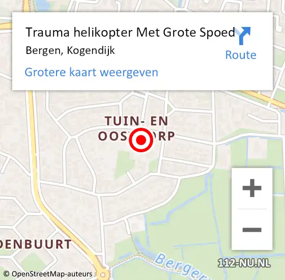Locatie op kaart van de 112 melding: Trauma helikopter Met Grote Spoed Naar Bergen, Kogendijk op 16 december 2023 13:41