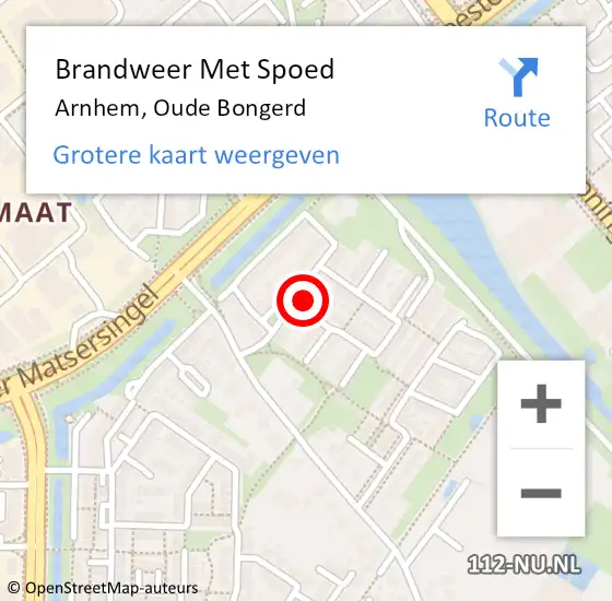 Locatie op kaart van de 112 melding: Brandweer Met Spoed Naar Arnhem, Oude Bongerd op 16 december 2023 14:13