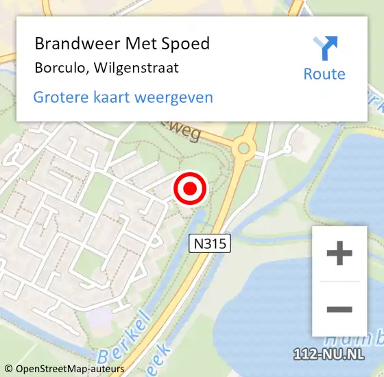 Locatie op kaart van de 112 melding: Brandweer Met Spoed Naar Borculo, Wilgenstraat op 16 december 2023 14:15