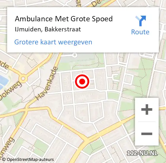 Locatie op kaart van de 112 melding: Ambulance Met Grote Spoed Naar IJmuiden, Bakkerstraat op 16 december 2023 14:16