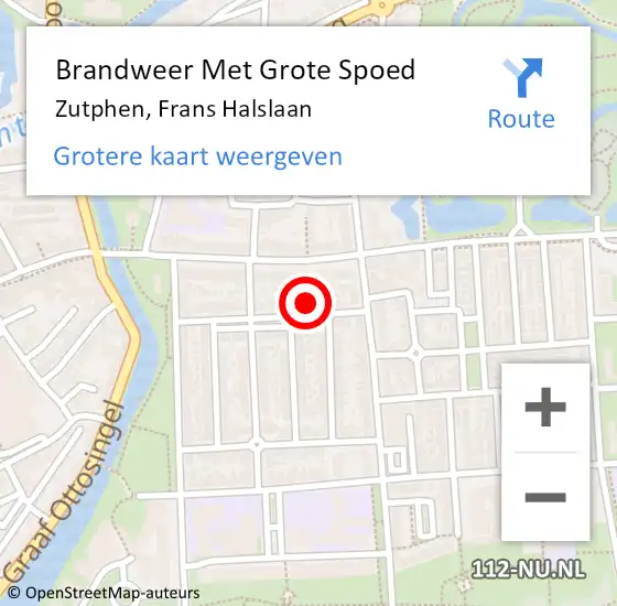 Locatie op kaart van de 112 melding: Brandweer Met Grote Spoed Naar Zutphen, Frans Halslaan op 16 december 2023 14:31