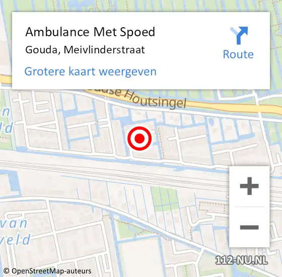 Locatie op kaart van de 112 melding: Ambulance Met Spoed Naar Gouda, Meivlinderstraat op 16 december 2023 14:31