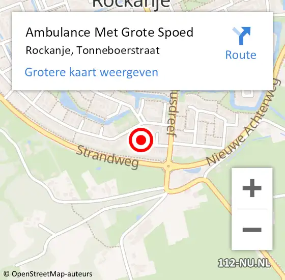 Locatie op kaart van de 112 melding: Ambulance Met Grote Spoed Naar Rockanje, Tonneboerstraat op 16 december 2023 14:37