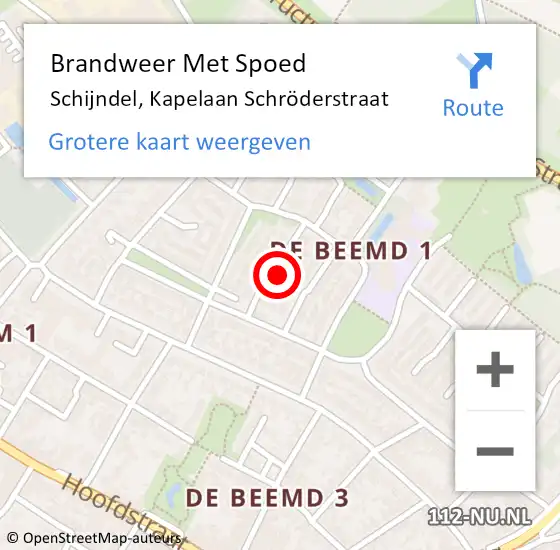 Locatie op kaart van de 112 melding: Brandweer Met Spoed Naar Schijndel, Kapelaan Schröderstraat op 16 december 2023 14:56