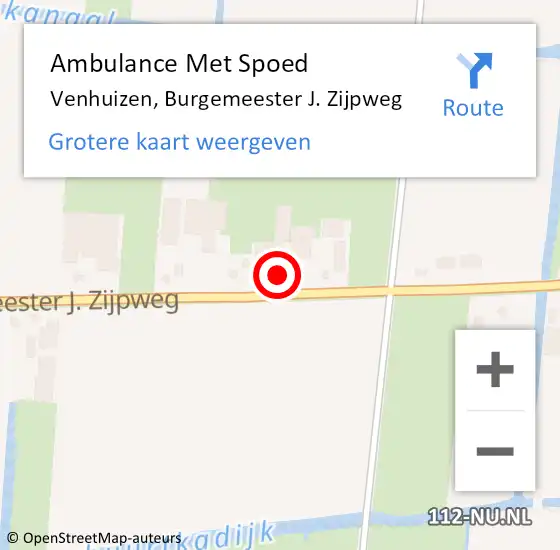 Locatie op kaart van de 112 melding: Ambulance Met Spoed Naar Venhuizen, Burgemeester J. Zijpweg op 16 december 2023 14:56