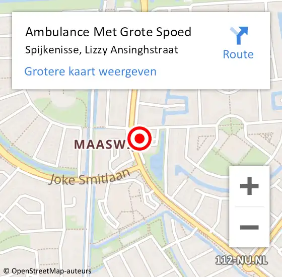 Locatie op kaart van de 112 melding: Ambulance Met Grote Spoed Naar Spijkenisse, Lizzy Ansinghstraat op 16 december 2023 15:02