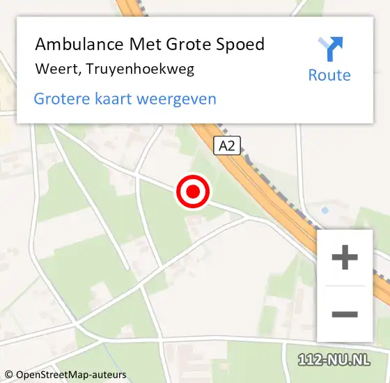 Locatie op kaart van de 112 melding: Ambulance Met Grote Spoed Naar Weert, Truyenhoekweg op 18 september 2014 17:14
