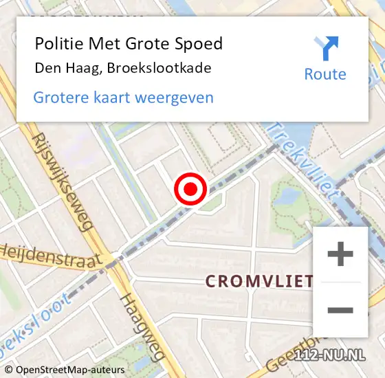 Locatie op kaart van de 112 melding: Politie Met Grote Spoed Naar Den Haag, Broekslootkade op 16 december 2023 15:12