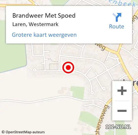 Locatie op kaart van de 112 melding: Brandweer Met Spoed Naar Laren, Westermark op 16 december 2023 15:14