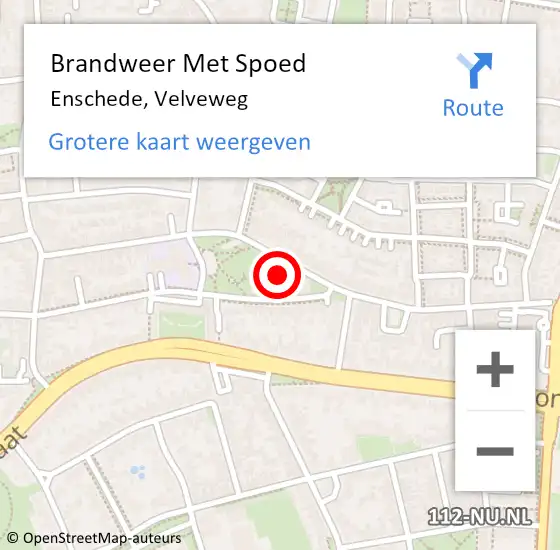 Locatie op kaart van de 112 melding: Brandweer Met Spoed Naar Enschede, Velveweg op 16 december 2023 15:37