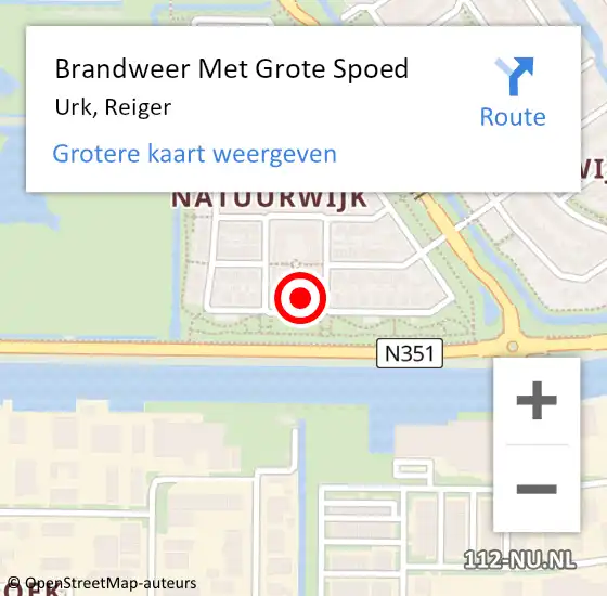 Locatie op kaart van de 112 melding: Brandweer Met Grote Spoed Naar Urk, Reiger op 16 december 2023 15:38