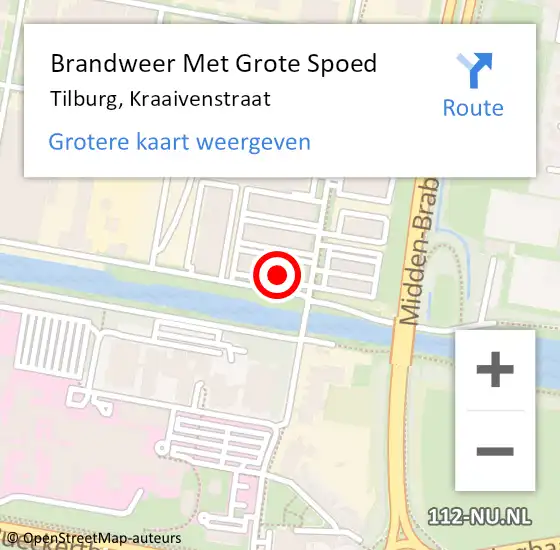 Locatie op kaart van de 112 melding: Brandweer Met Grote Spoed Naar Tilburg, Kraaivenstraat op 16 december 2023 16:37