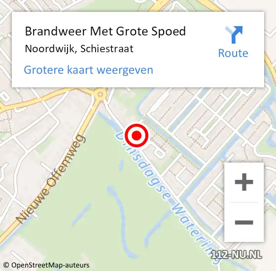 Locatie op kaart van de 112 melding: Brandweer Met Grote Spoed Naar Noordwijk, Schiestraat op 16 december 2023 16:54