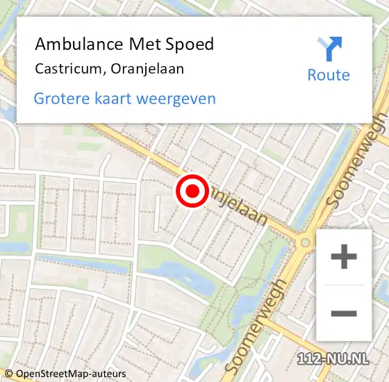 Locatie op kaart van de 112 melding: Ambulance Met Spoed Naar Castricum, Oranjelaan op 16 december 2023 16:59