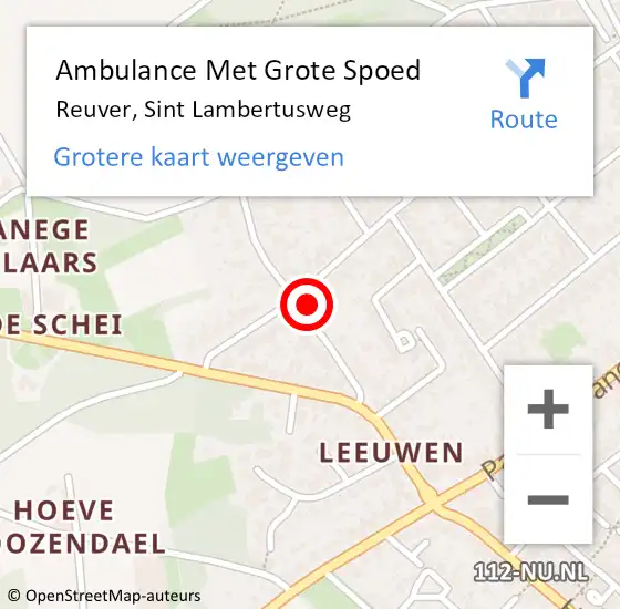 Locatie op kaart van de 112 melding: Ambulance Met Grote Spoed Naar Reuver, Sint Lambertusweg op 16 december 2023 17:14