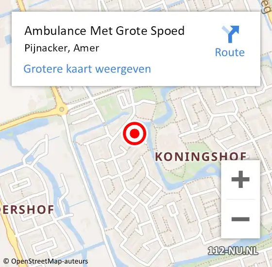 Locatie op kaart van de 112 melding: Ambulance Met Grote Spoed Naar Pijnacker, Amer op 16 december 2023 17:28