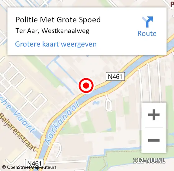 Locatie op kaart van de 112 melding: Politie Met Grote Spoed Naar Ter Aar, Westkanaalweg op 16 december 2023 17:44