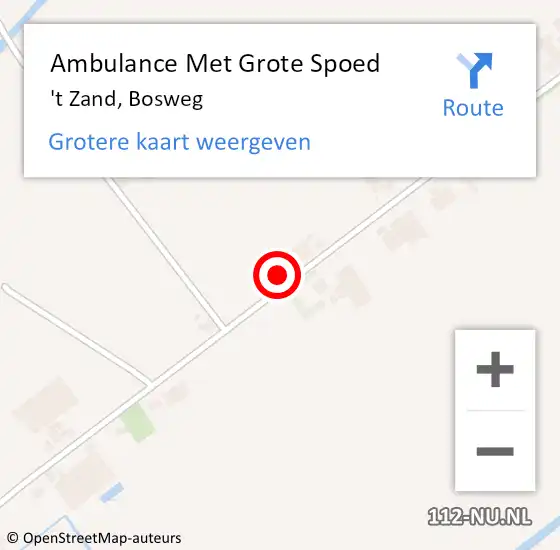 Locatie op kaart van de 112 melding: Ambulance Met Grote Spoed Naar 't Zand, Bosweg op 16 december 2023 18:12