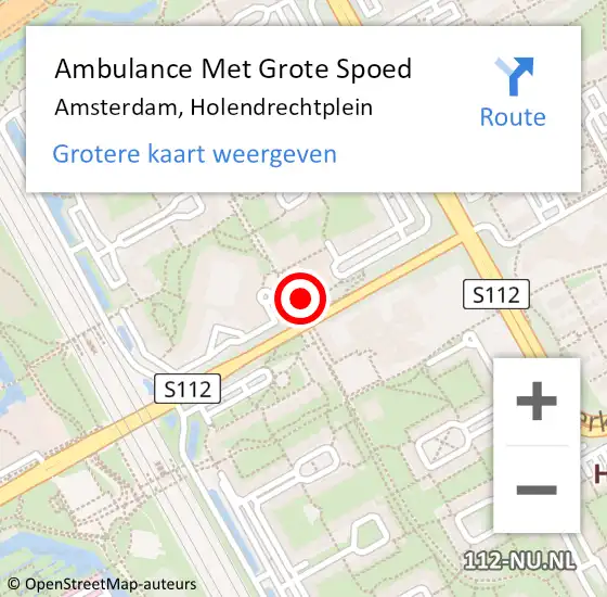 Locatie op kaart van de 112 melding: Ambulance Met Grote Spoed Naar Amsterdam, Holendrechtplein op 16 december 2023 18:25