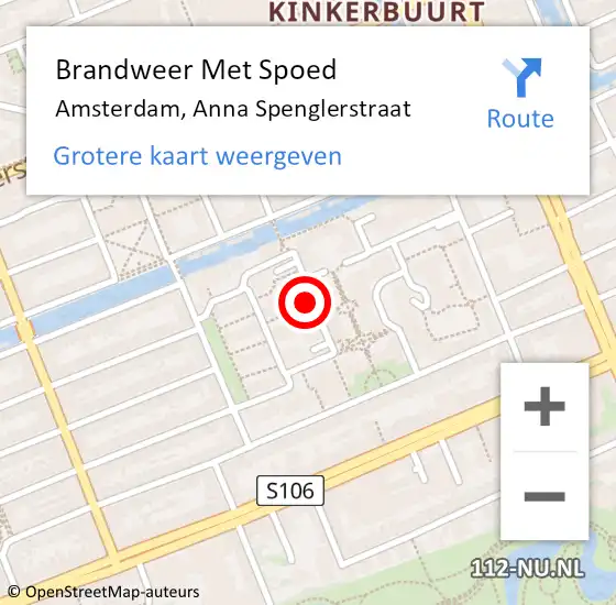 Locatie op kaart van de 112 melding: Brandweer Met Spoed Naar Amsterdam, Anna Spenglerstraat op 16 december 2023 18:28