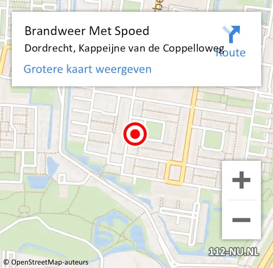 Locatie op kaart van de 112 melding: Brandweer Met Spoed Naar Dordrecht, Kappeijne van de Coppelloweg op 16 december 2023 18:32
