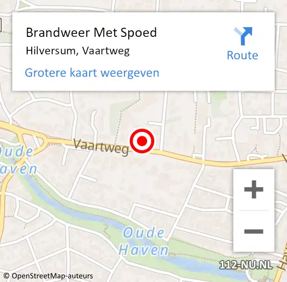 Locatie op kaart van de 112 melding: Brandweer Met Spoed Naar Hilversum, Vaartweg op 16 december 2023 18:32