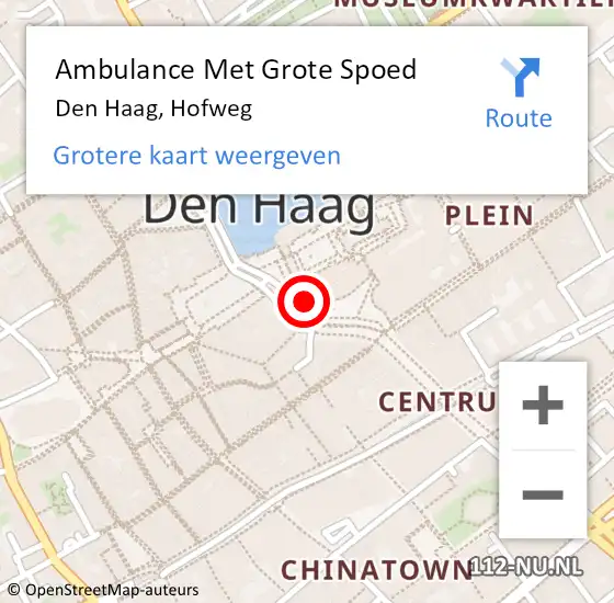 Locatie op kaart van de 112 melding: Ambulance Met Grote Spoed Naar Den Haag, Hofweg op 16 december 2023 19:32