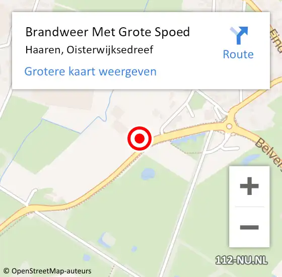 Locatie op kaart van de 112 melding: Brandweer Met Grote Spoed Naar Haaren, Oisterwijksedreef op 16 december 2023 19:45