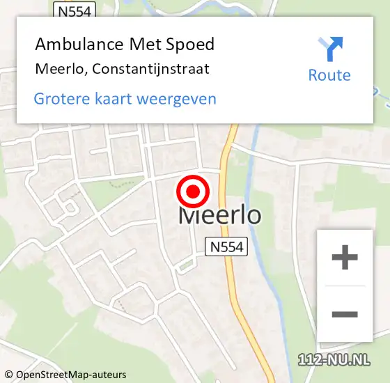 Locatie op kaart van de 112 melding: Ambulance Met Spoed Naar Meerlo, Constantijnstraat op 18 september 2014 17:44