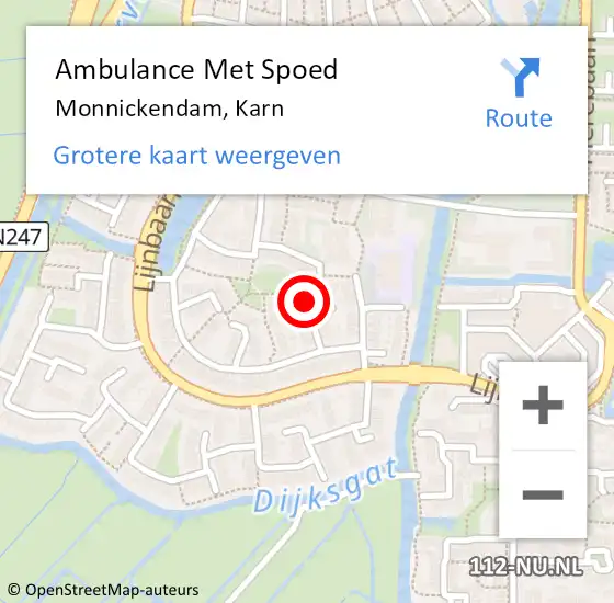 Locatie op kaart van de 112 melding: Ambulance Met Spoed Naar Monnickendam, Karn op 16 december 2023 19:55