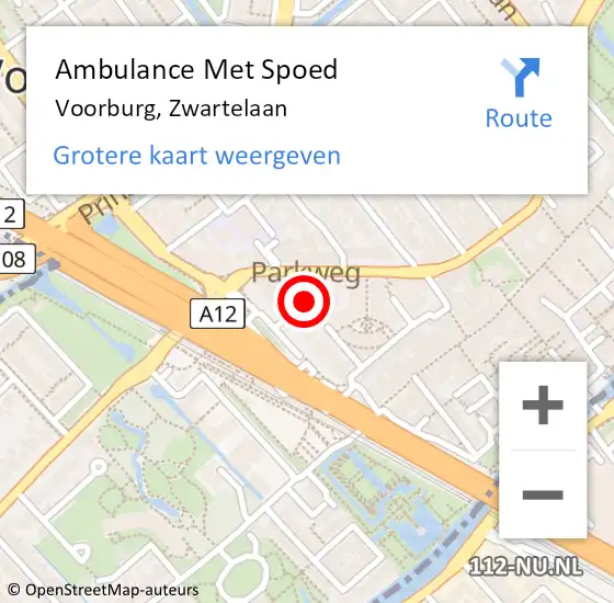 Locatie op kaart van de 112 melding: Ambulance Met Spoed Naar Voorburg, Zwartelaan op 16 december 2023 20:06