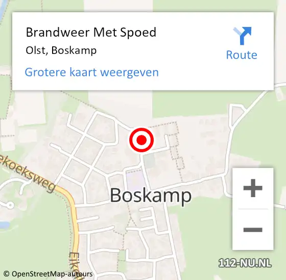 Locatie op kaart van de 112 melding: Brandweer Met Spoed Naar Olst, Boskamp op 16 december 2023 20:23