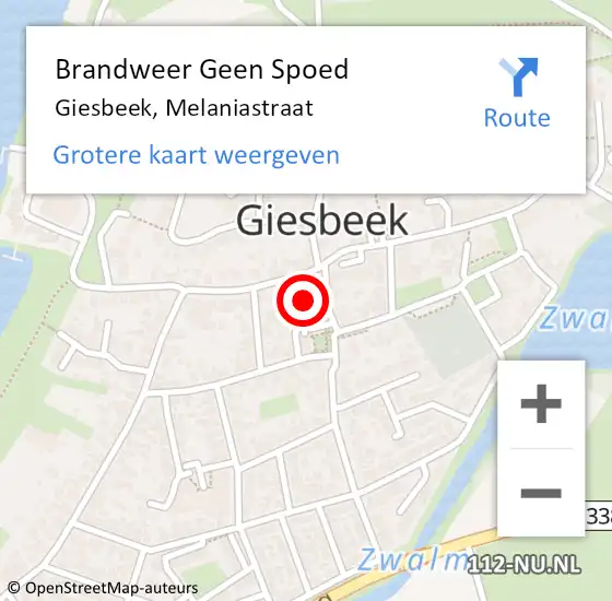 Locatie op kaart van de 112 melding: Brandweer Geen Spoed Naar Giesbeek, Melaniastraat op 16 december 2023 20:40